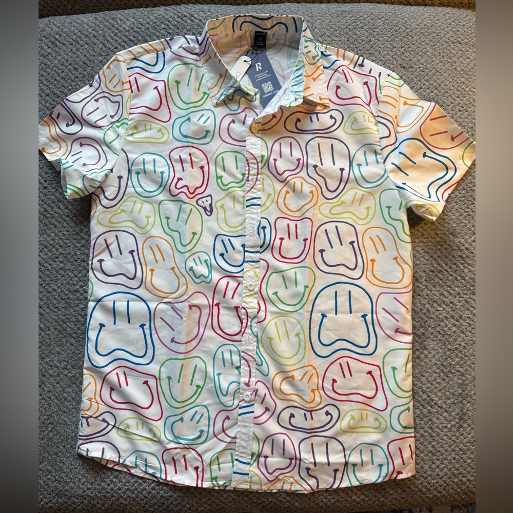 ROMWE Multicolor Smiley Face Men's Shirt